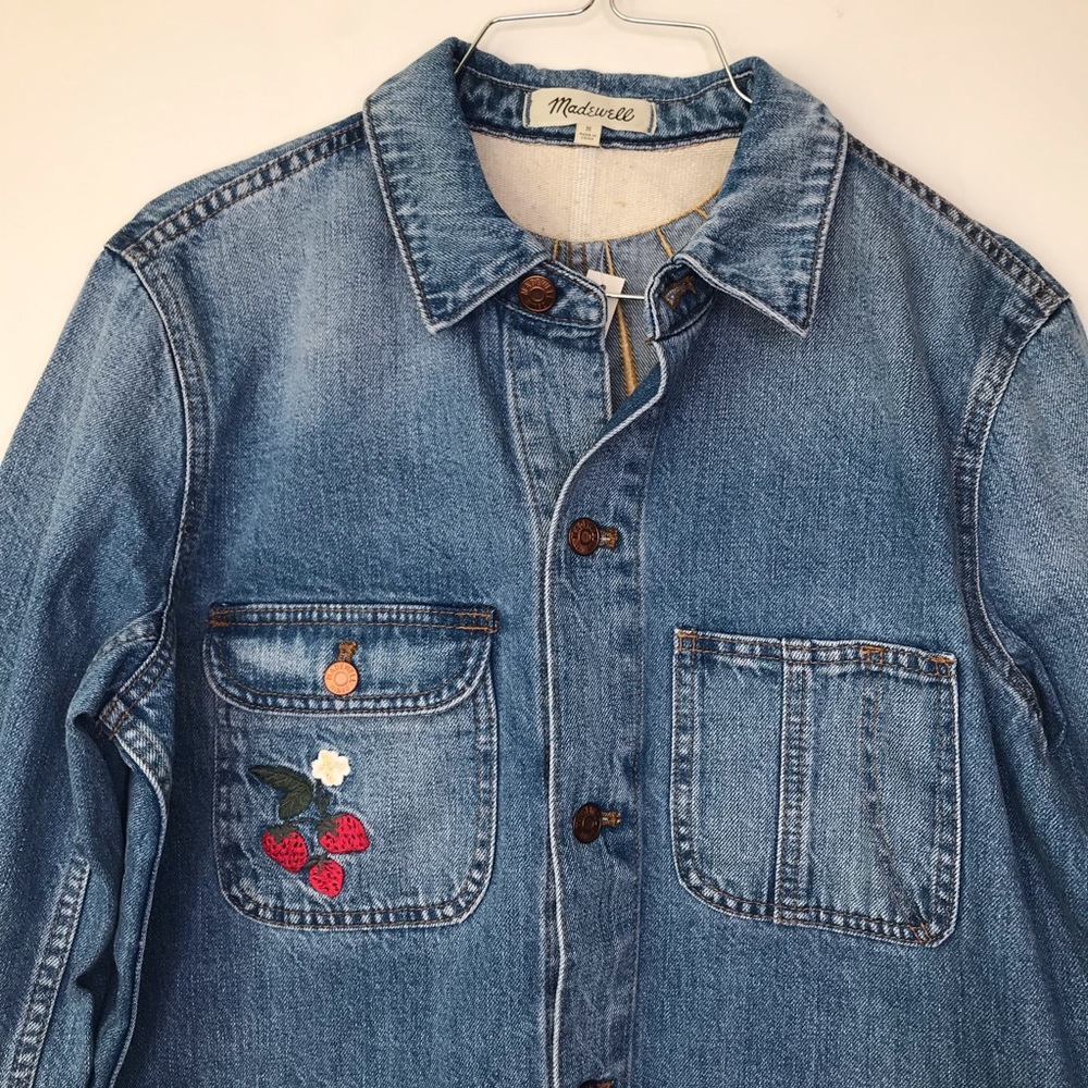 NWT Madewell Strawberry Embroidered Workwear Denim - Picture 4 of 8